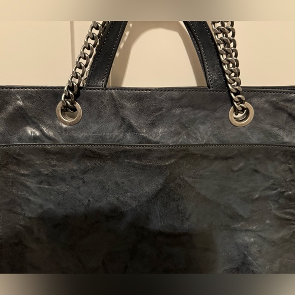 FRYE Navy Metallic Leather Ella Double Handle Crossbody Handbag - Picture 16 of 16